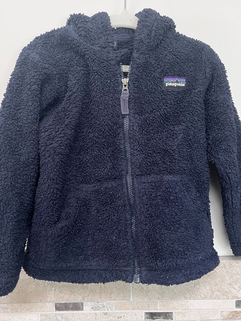 Patagonia Kids Navy Sherpa Zip Furry Friends Hoodie Toddler 2T
